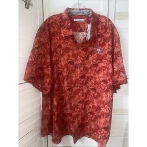 NWT Tommy Bahama Shirt Mens 3XL Red Floral San Francisco 49ers Silk Shirt Collar